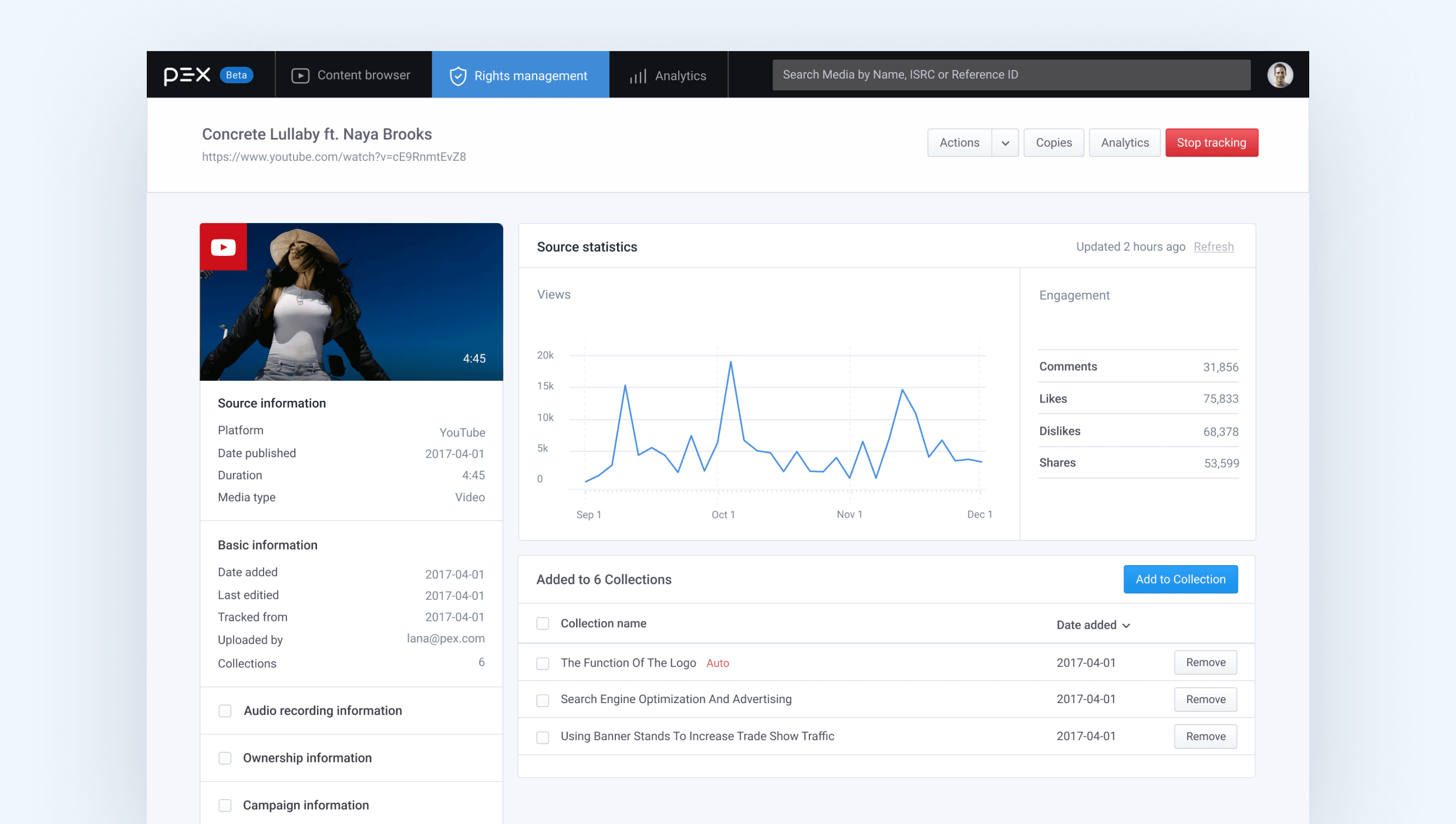 Updated asset detail page