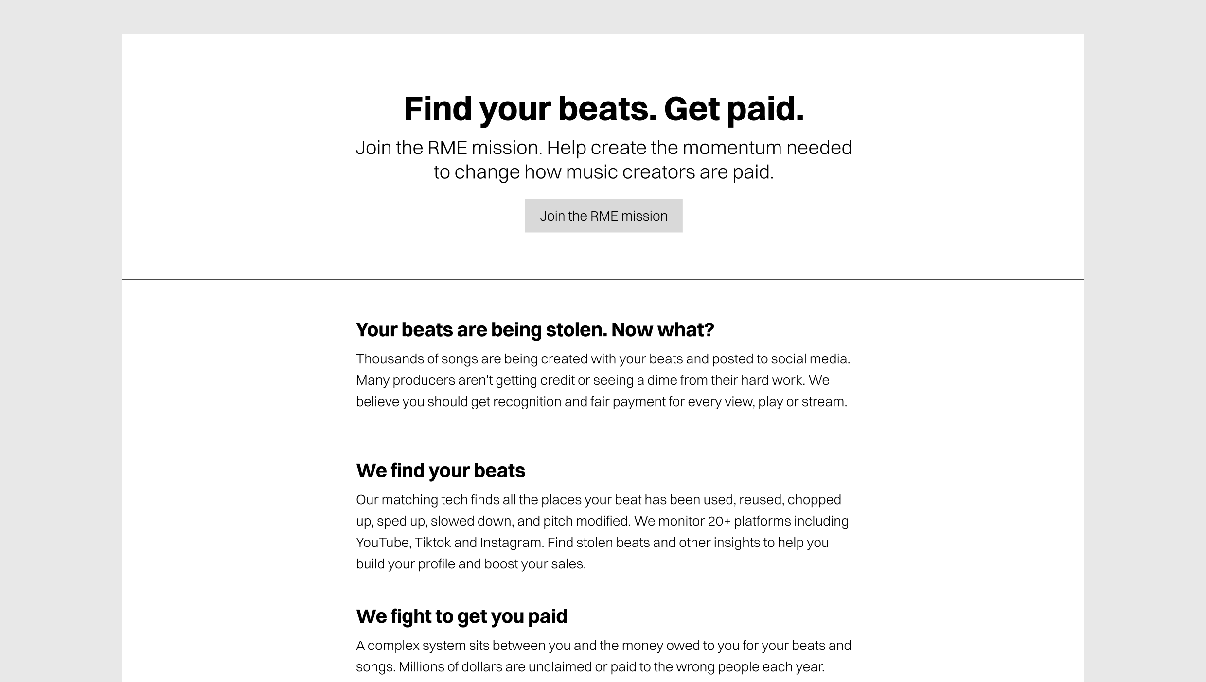 Wireframe for campaign landing page